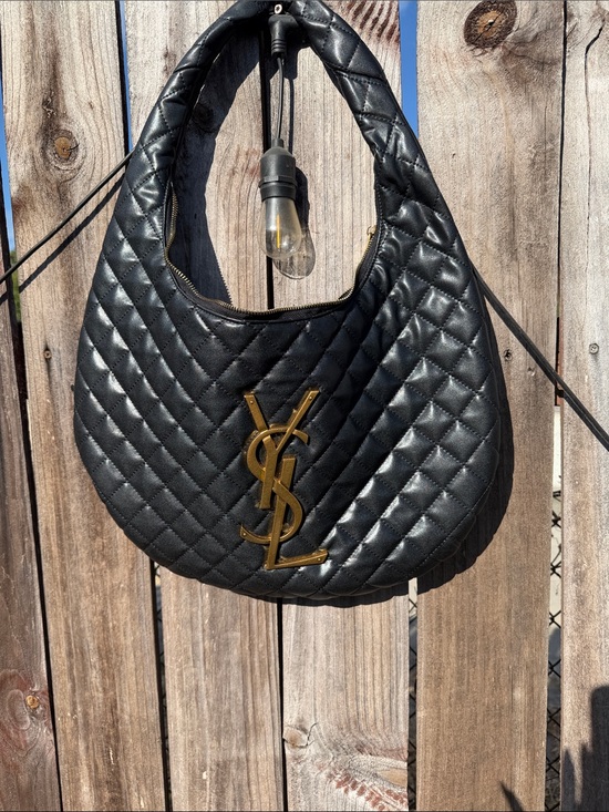 Saint Laurent Handbags - Saint Laurent Black Quilted Hobo Bag with Gold YSL Logo